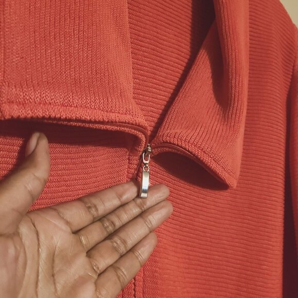 Exclusively Misook | Pink Ribbed Full Zipper Cardigan Sweater (Size Small) - Picture 9 of 14